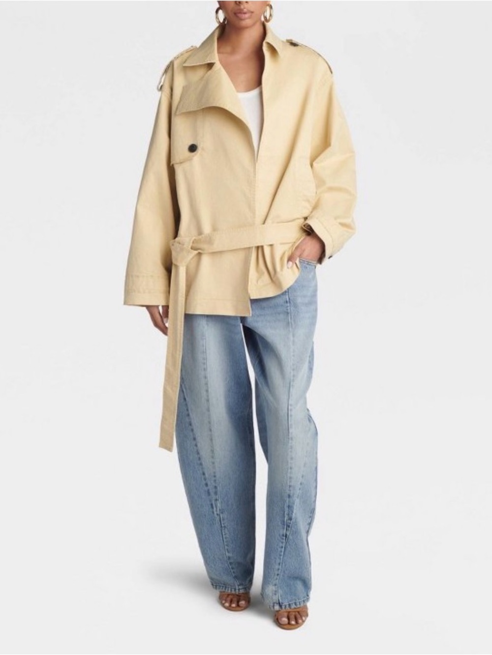 KBB by KAHLANA Women's Drop Waist
'The Belted Trench Jacket' - Khaki XS NWT